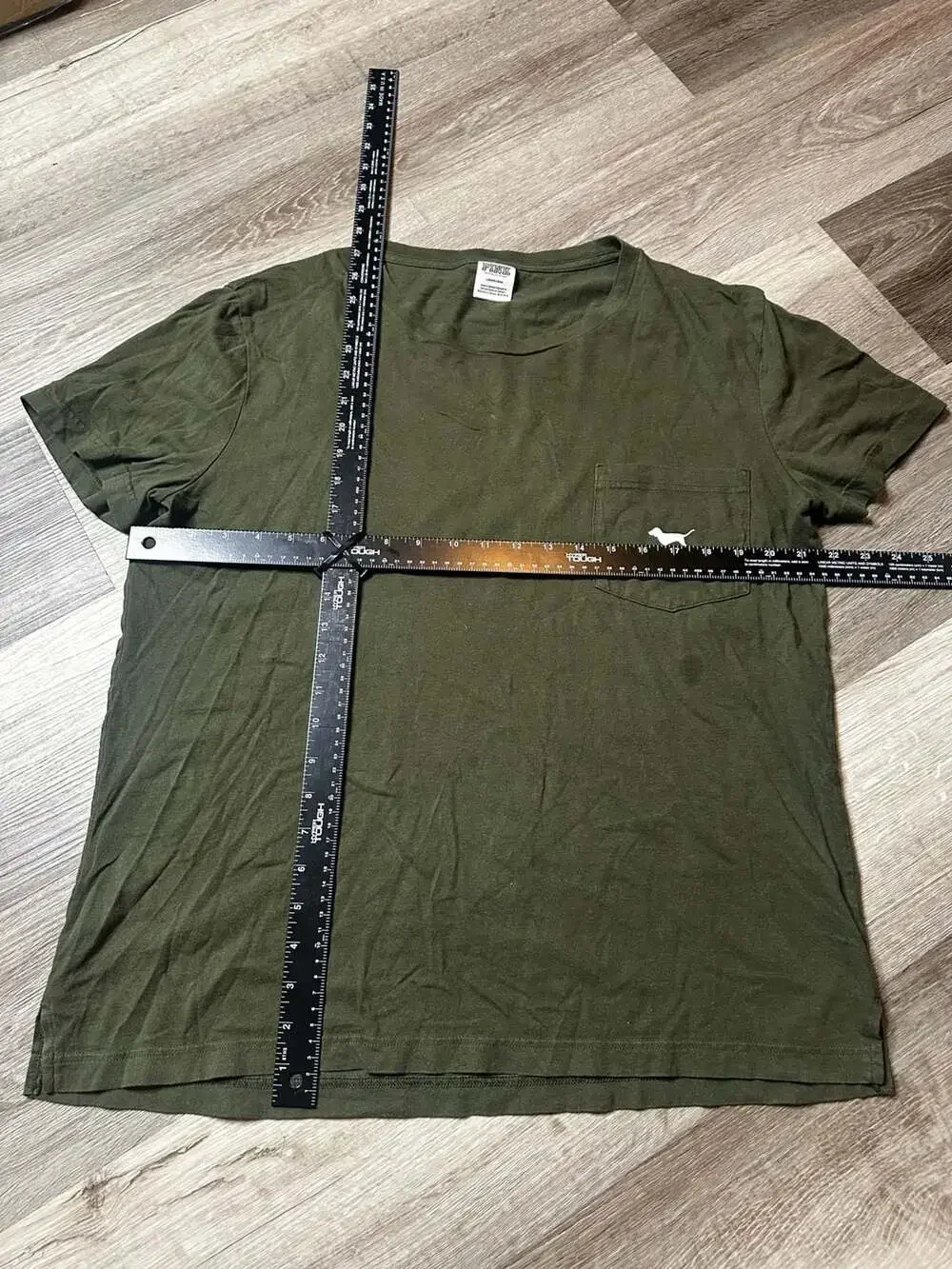 Victoria's Secret PINK Olive Green Leopard Print Graphic Pocket T-Shirt